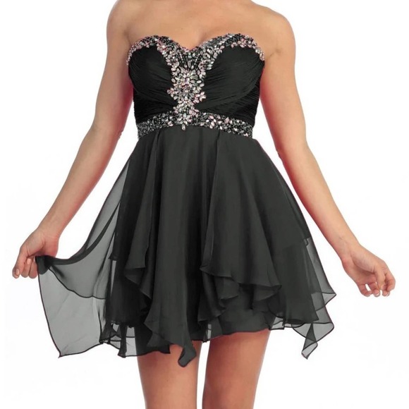 Celavie 3005S Short A-Line Dress Sweetheart Rhinestone Empire NWT size small - Picture 3 of 9